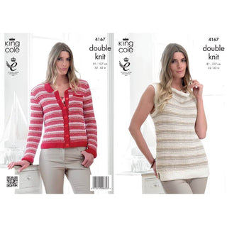 KC4167 Cardigan and Top for Women in King Cole Giza Cotton DK