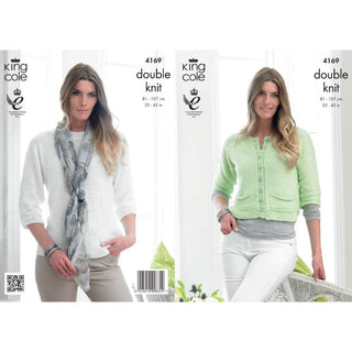 KC4169 Sweater and Cardigan for Women in King Cole Giza Cotton DK