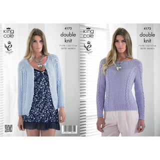 KC4173 Cardigan and Sweater for Women in King Cole Bamboo DK