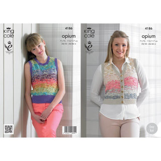 KC4186 Waistcoat and Slipover for Women in King Cole Opium Palette