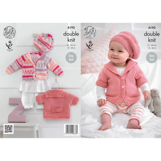 KC4192 Cardigan and Beret for Babies in King Cole Cherished DK