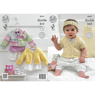 KC4197 Cardigans and Headband for Babies in King Cole Cherished DK