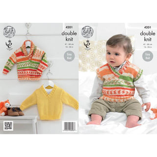 KC4201 Sweaters and Tank for Babies in King Cole Cherish DK