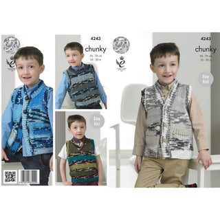 KC4243 Slipovers and Waistcoat for Children in King Cole Big Value Multi Chunky