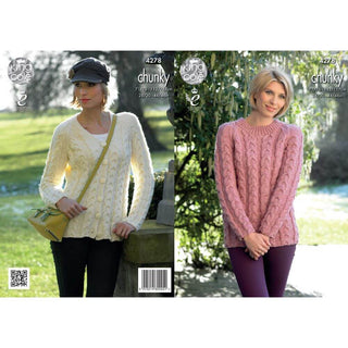 KC4278 Women Cabled Raglan Cardigan and Sweater Knitted with New Magnum Chunky