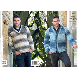 KC4292 Men Sweater and Cardigan Knitted with Big Value Super Chunky
