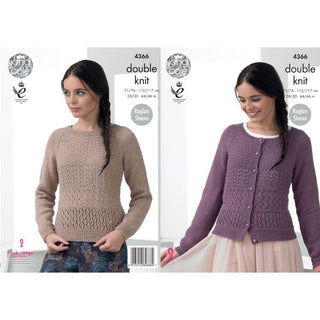 KC4366 Women Sweater and Cardigan Knitted with Baby Alpaca DK