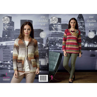 KC4380 Women Sweater and Cardigan Knitted with Shine DK