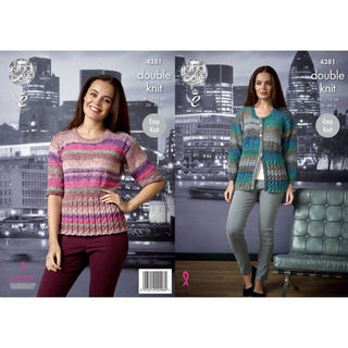 KC4381 Women Sweater and Cardigan Knitted with Shine DK