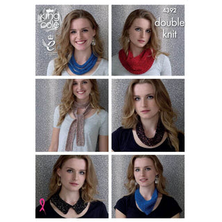 KC4392 Women Necklaces, Snoods, Collar & Scarf Knitted with Cosmos & Smooth DK