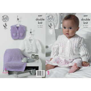 KC4397 Baby's Cardigan, Waistcoat & Blanket Knitted with Baby Glitz DK