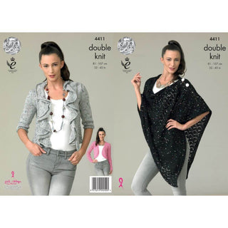 KC4411 Women Cardigan, Shrug and Wrap/Poncho Knitted with Galaxy DK