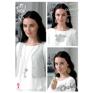 KC4412 Women Bolero and Jewellery Crocheted with King Cole Cosmos