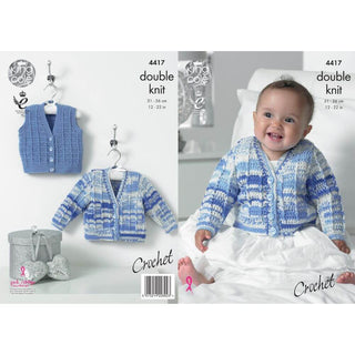KC4417 Baby's Crochet Cardigan & Waistcoat Crocheted with Cherish DK/Cherished DK