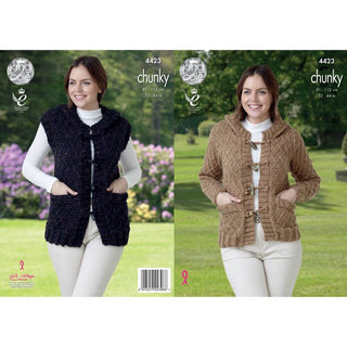 KC4423 Women Jacket and Gilet Knitted with Chunky Tweed
