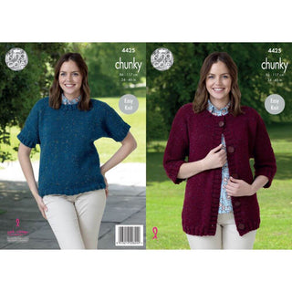 KC4425 Women Dolman Jacket and Top Knitted with Chunky Tweed