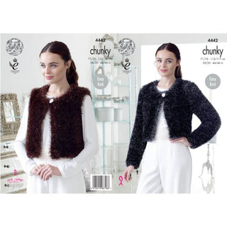 KC4442 Women V & Round Neck Cardigans Knitted with Tinsel Chunky