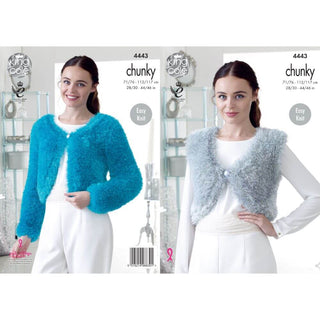 KC4443 Women V & Round Neck Boleros Knitted with Tinsel Chunky