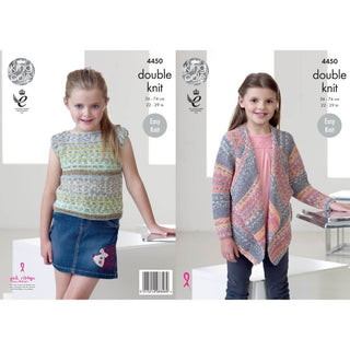 KC4450 Girl'sWaterfall Cardigan & Top Knitted with Drifter DK