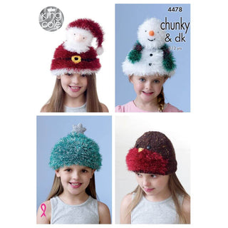KC4478 Children's Novelty Hats Knitted with Tinsel Chunky