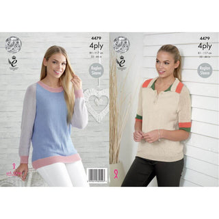 KC4479 Women Polo Shirt and Sweater Knitted with Bamboo Cotton 4Ply
