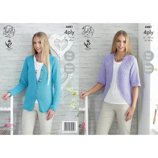 KC4481 Women Cardigan and Bolero Knitted with Bamboo Cotton 4Ply