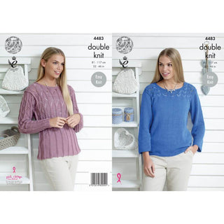 KC4483 Women Top and Cardigan Knitted with Bamboo Cotton 4Ply