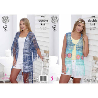 KC4493 Women Waistcoat & Kimono Style Cardigan Crocheted with Vogue DK