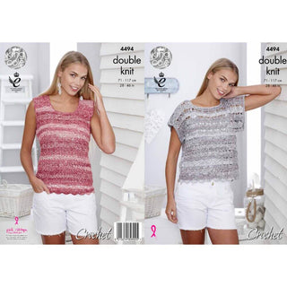 KC4494 Women T-Shirt & Vest Top Crocheted with Vogue DK