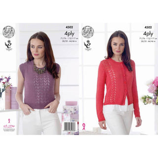 KC4502 Women Cardigan and Top Knitted with Giza Cotton 4 Ply