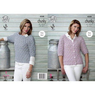 KC4508 Women Top & Cardigan Knitted with Authentic Chunky
