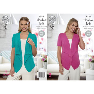 KC4520 Women Waterfall Cardigans Knitted with Cottonsoft DK