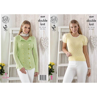 KC4529 Women Top and Cardigan Knitted with Giza Cotton DK