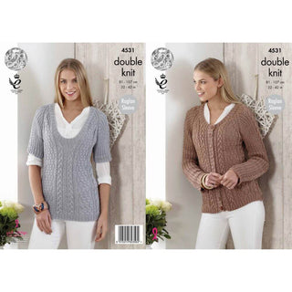 KC4531 Women Top and Cardigan Knitted with Giza Cotton DK