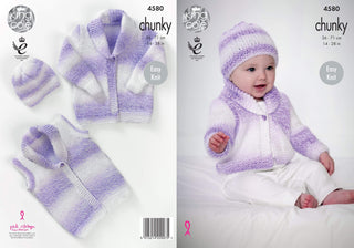 KC4580 Cardigan, Waistcoat and Hat for Babies in Baby Soft Chunky