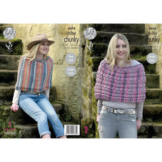 KC4604 Ladies Capes Knitted with Drifter Chunky