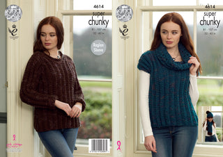 KC4614 Women Sweater, Pullover, Hat & Scarf Knitted in Big Value Super Chunky Twist