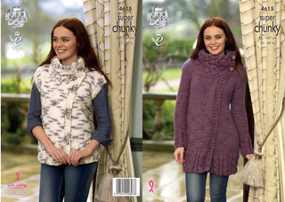 KC4615 Women Cardigan & Waistcoat Knitted in Big Value Super Chunky Twist