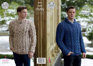 KC4616 Men Sweaters Knitted in Big Value Super Chunky Twist