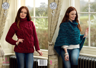 KC4618 Women Sweater & Poncho Knitted in Big Value Super Chunky Twist