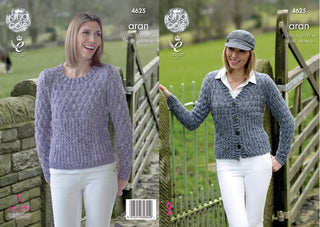 KC4625 Cardigan and Jumper for Ladies in Fashion Aran Combo