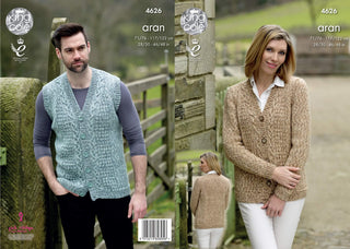 KC4626 Cardigan and Waistcoat for Ladies in Fashion Aran Combo