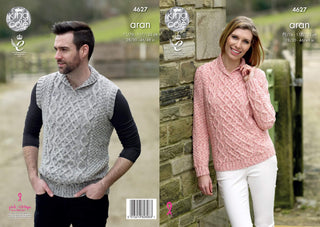 KC4627 Jumper and Slipover for Ladies in Fashion Aran Combo