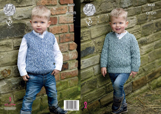 KC4630 Jumper and Slipover for Children in Fashion Aran Combo
