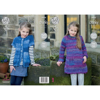 KC4666 Girl's Tunic & Sleeveless Cardigan Knitted in Corona Chunky