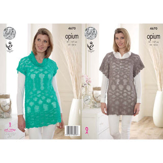 KC4670 Women Slouch Tunic & Cowl Neck Top Knitted with Opium DK