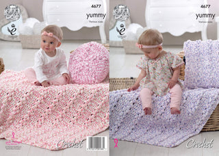 KC4677 Crochet Cushion and Blanket in King Cole Yummy