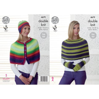 KC4679 Women Capes, Hat & Mittens Knitted in Riot DK
