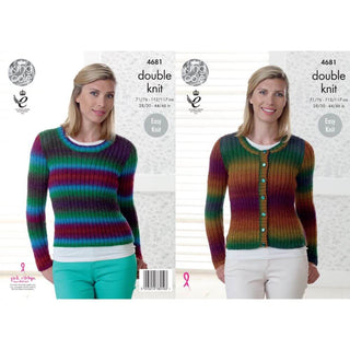 KC4681 Women Ribbed Cardigan & Sweater Knitted in Riot DK