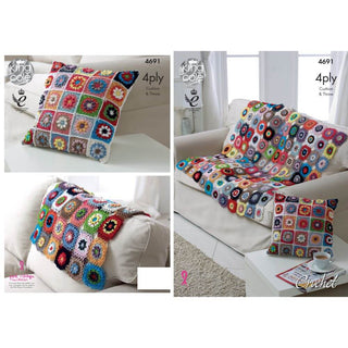 KC4691 Flower Trellis Crocheted Throw & Cushion Knitted with Giza Cotton 4 Ply